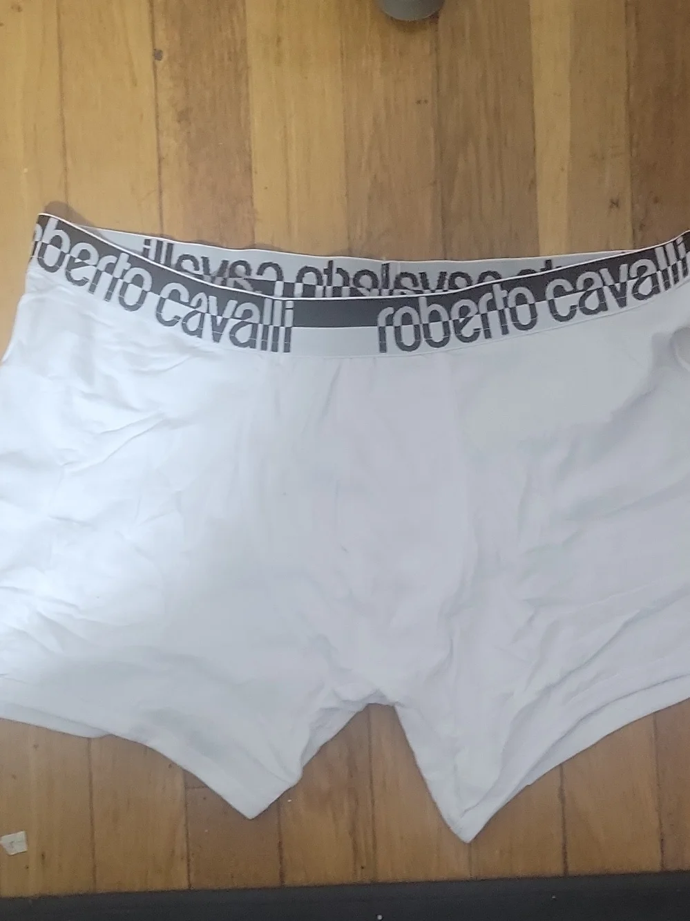 Roberto Cavalli White Boxer Briefs with Gray Branded Waistband